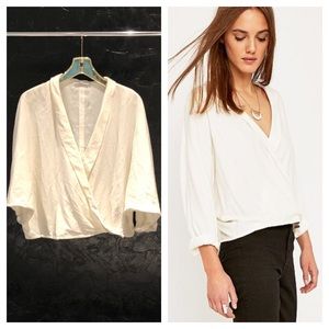Urban Outfitters UO Light Before Dark Draped Wrap Ivory Blouse Sz L
